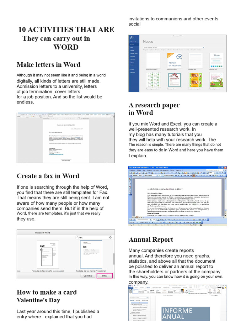 10 Activities That Can Be Done in Word | PDF
