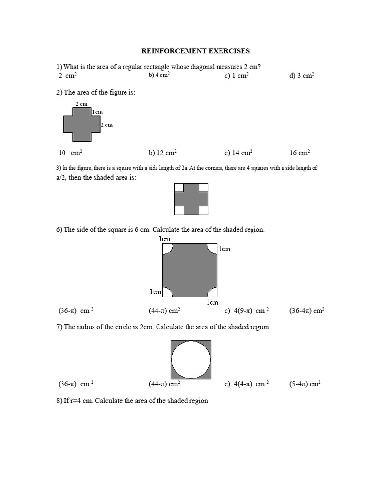 Area Calculation Exercises | PDF