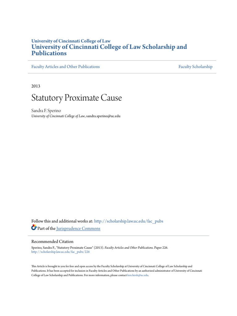 Statutory Proximate Cause | PDF | Proximate Cause | Tort