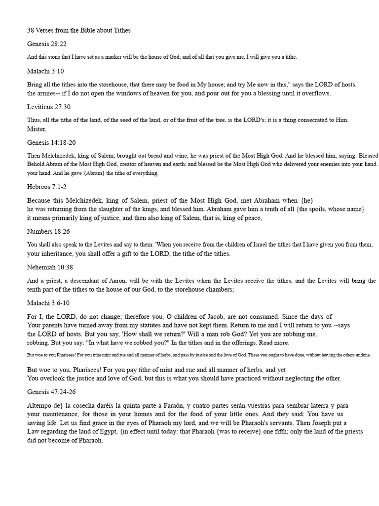 Bible Verses on Tithing Explained | PDF | Abraham | Tithe