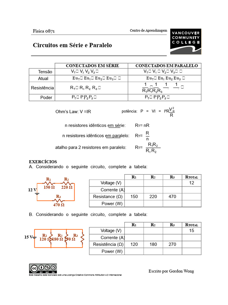Circuitos Elétricos: Série e Paralelo | PDF | Circuitos em série e em ...