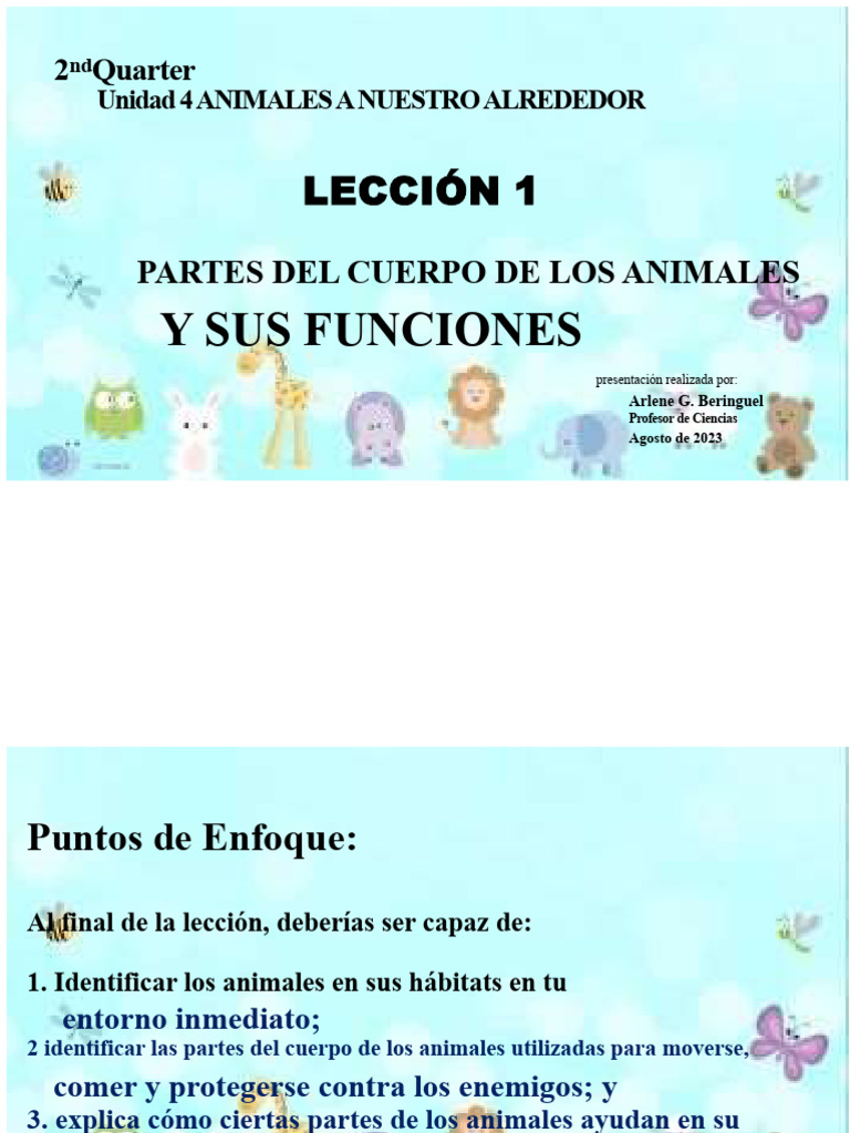 Partes del Cuerpo de Animales y Funciones | PDF | Zoología