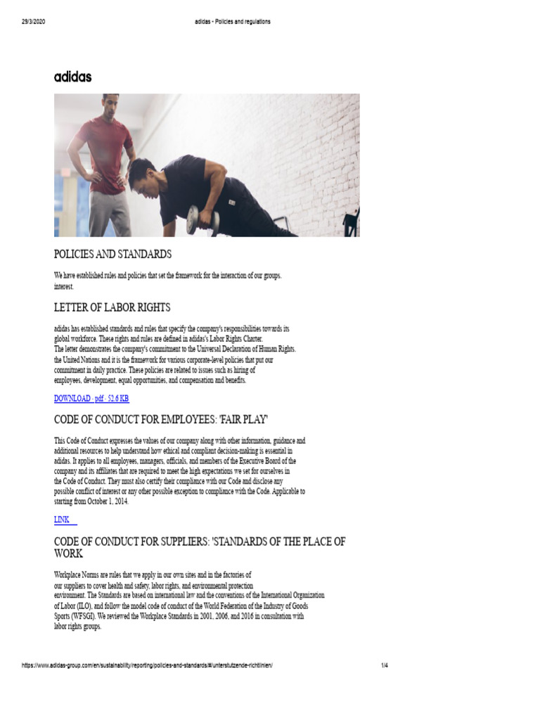 adidas Labor Rights and Standards Policies | PDF | Employment ...