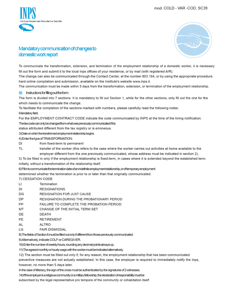 Domestic Worker Employment Change Form | PDF | Employment | Justice