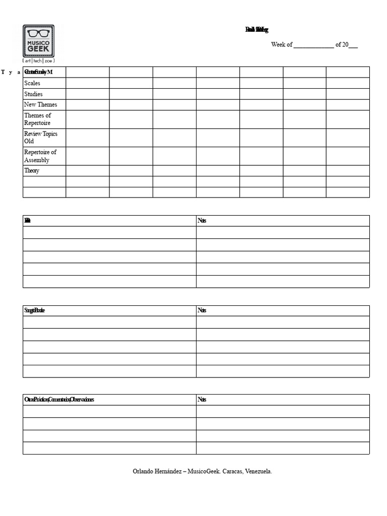 Personal Log of Musical Practice | PDF
