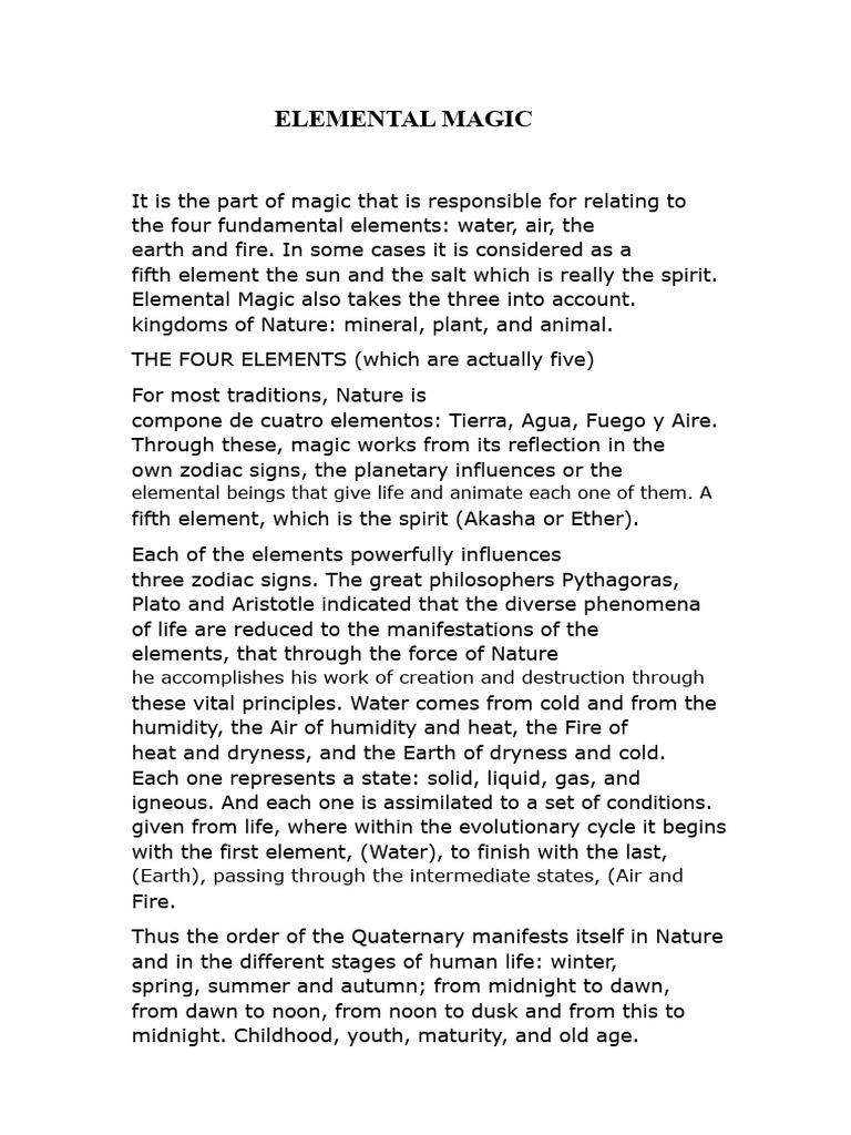 Understanding Elemental Magic and Its Beings | PDF