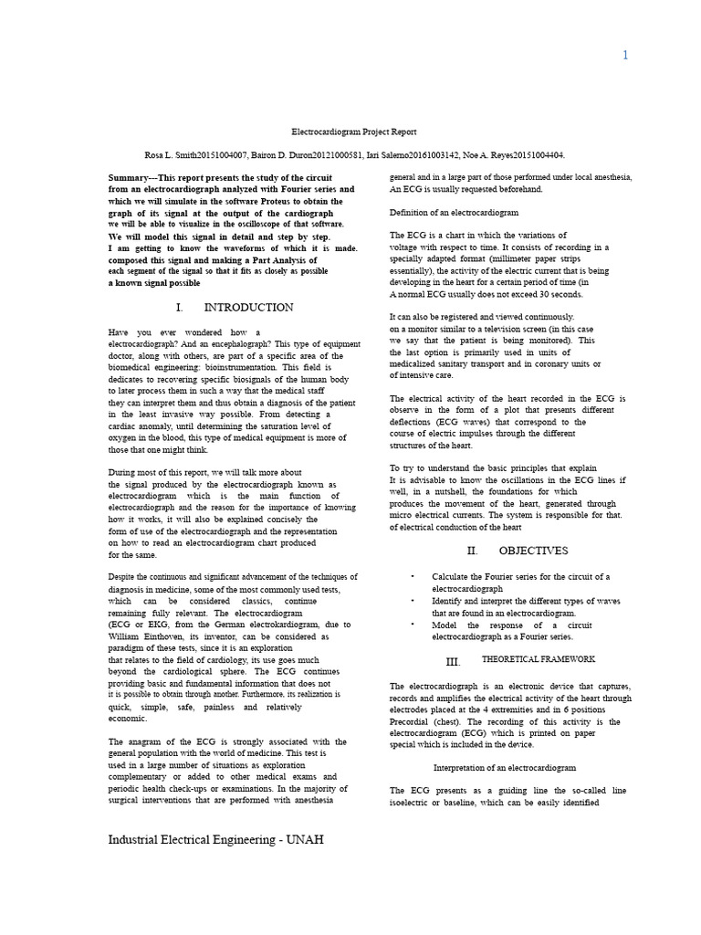 Electrocardiograph Project Report | PDF | Electrocardiography ...