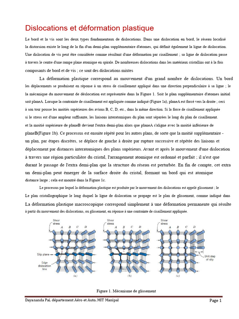 Dislocations et déformation plastique des métaux | PDF | Dislocation ...