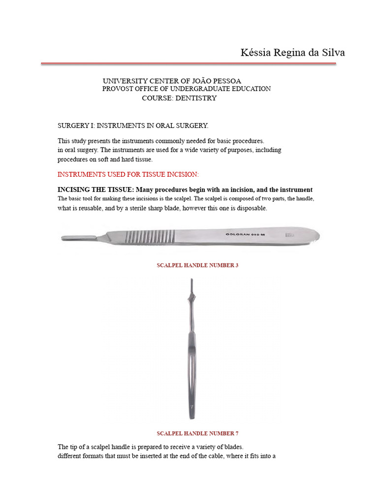 Instruments in Oral Surgery | PDF | Dental Anatomy | Surgical Suture