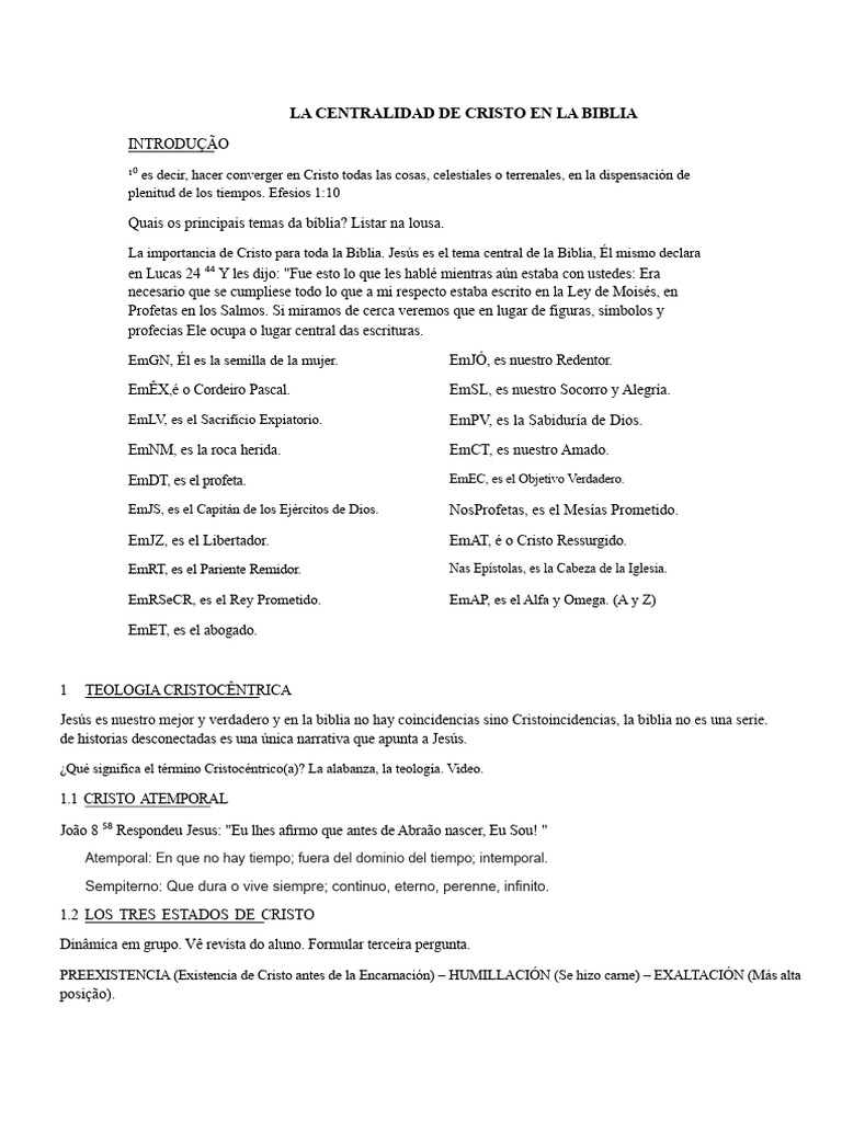 La Centralidad de Cristo en la Biblia | PDF | Cristo (título) | Biblia