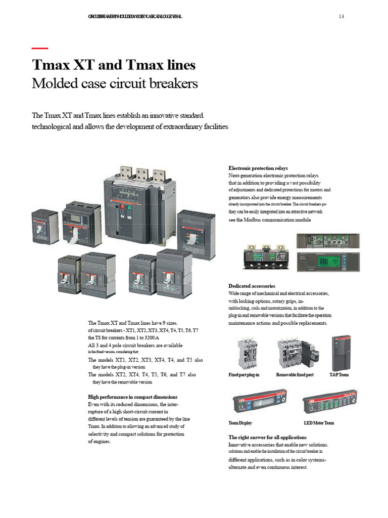 Tmax XT Circuit Breakers Overview | PDF | Alternating Current | Relay