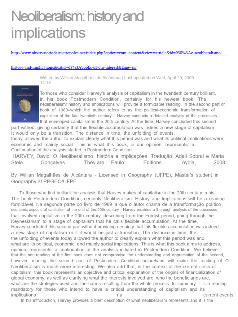 Neoliberalism: History and Impact Analysis | PDF | Neoliberalism ...