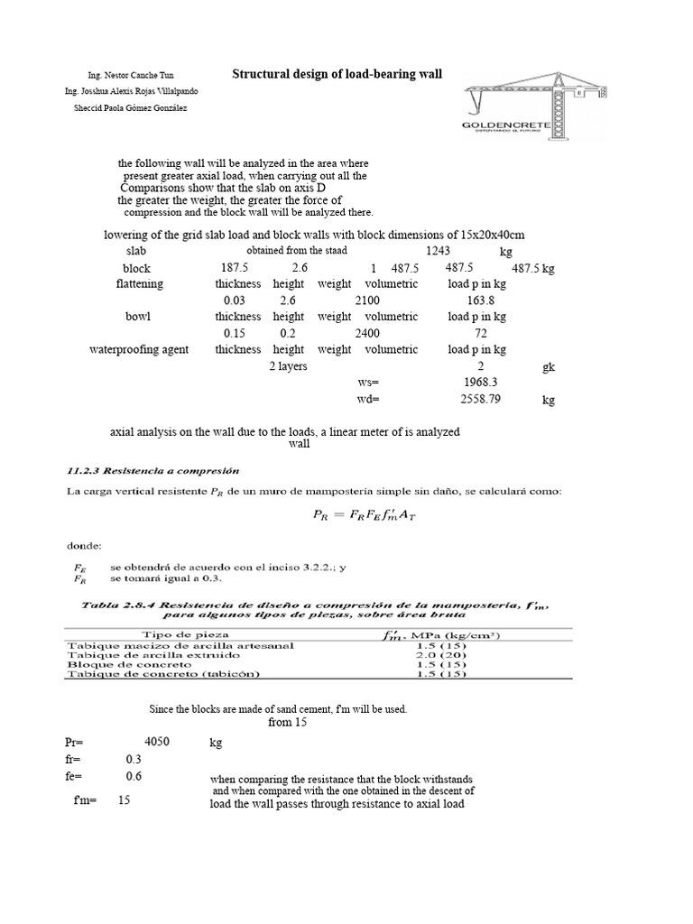 Structural Analysis of Load-Bearing Walls | PDF | Wall | Concrete