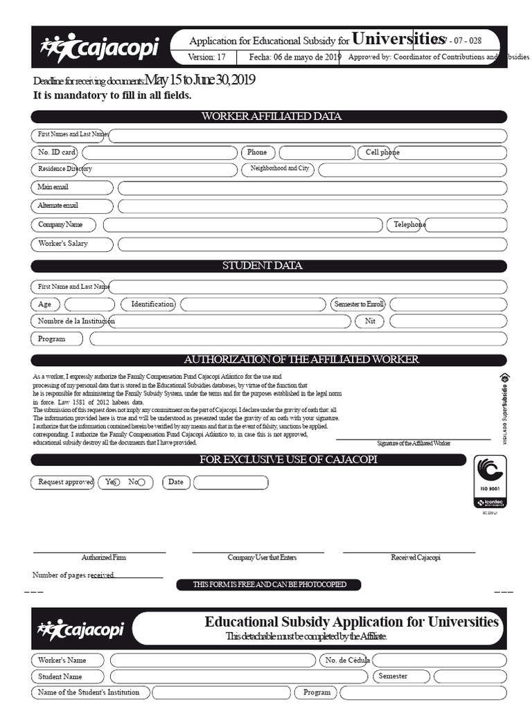 Educational Subsidy Application Form | PDF