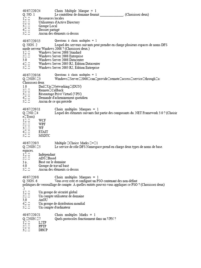 Questions sur Windows Server 2008 et Active Directory | PDF | Windows ...