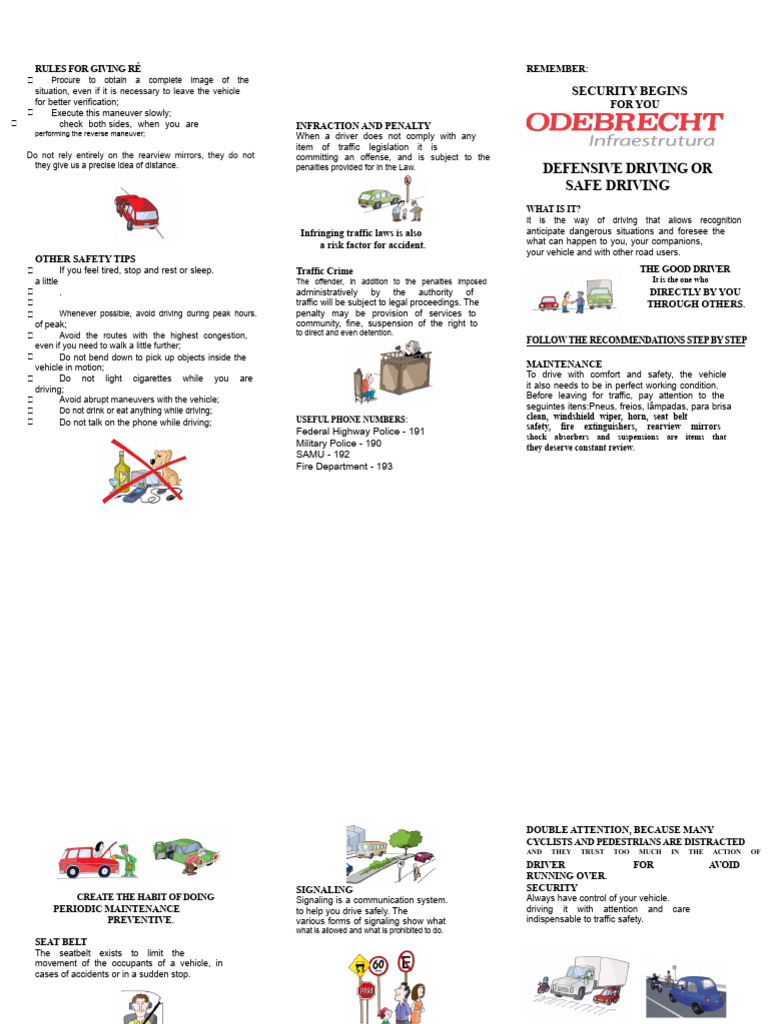 Defensive Driving Handbook - Contractors | PDF | Traffic | Seat Belt