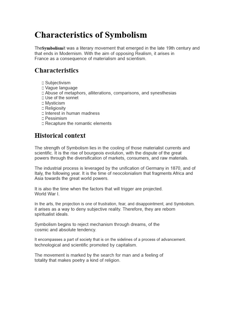 Key Features of Symbolism and Parnassianism | PDF | Poetry