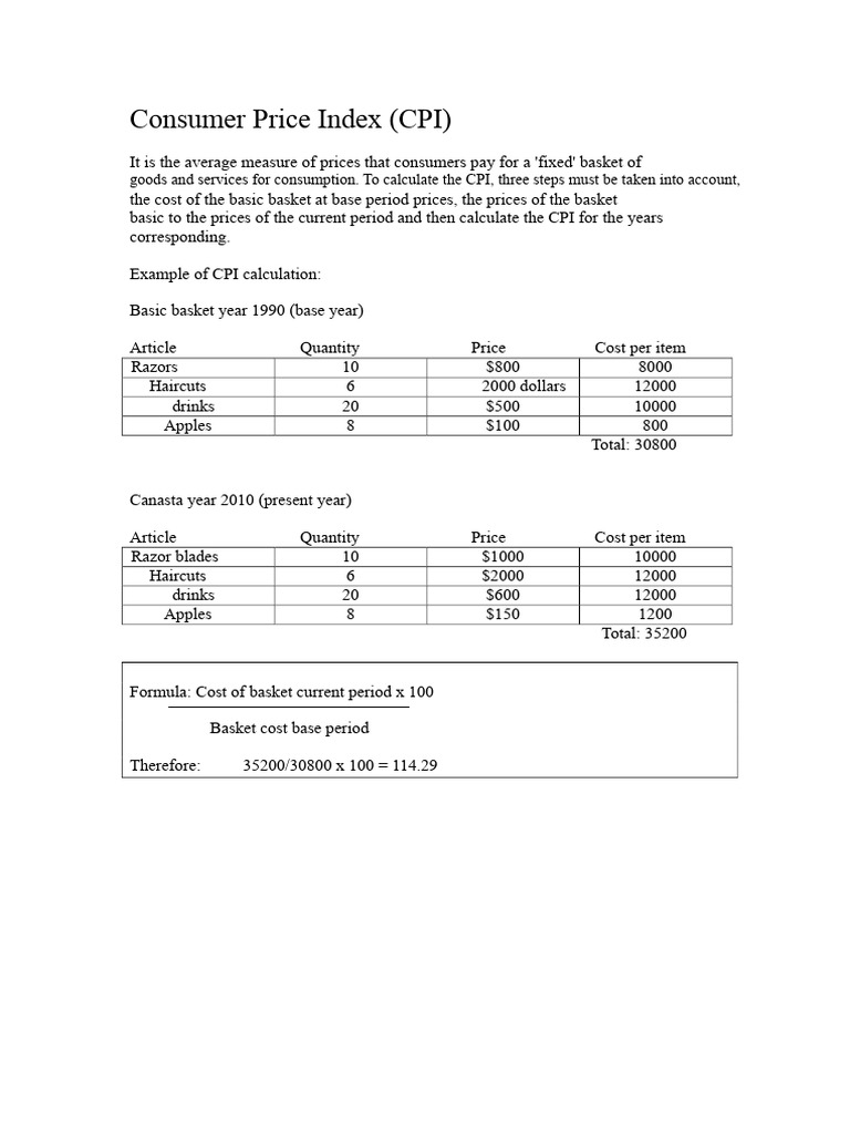 Exercise Calculating CPI Inflation | PDF