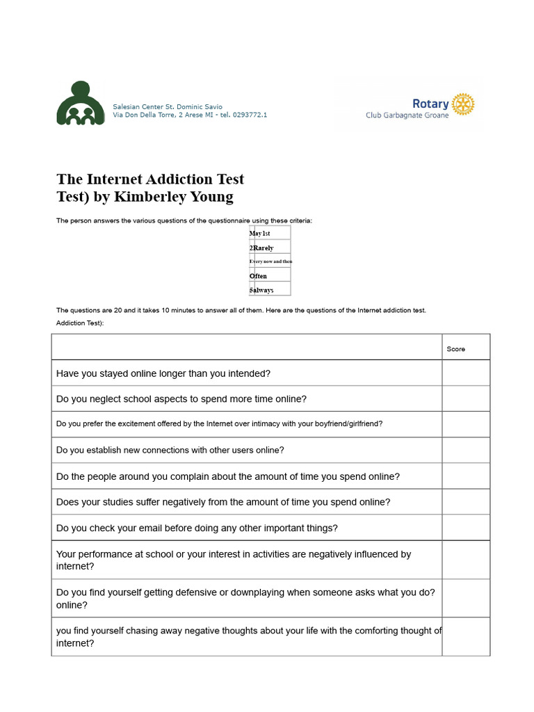 Internet Addiction Test Overview | PDF | Internet | Behavioural Sciences