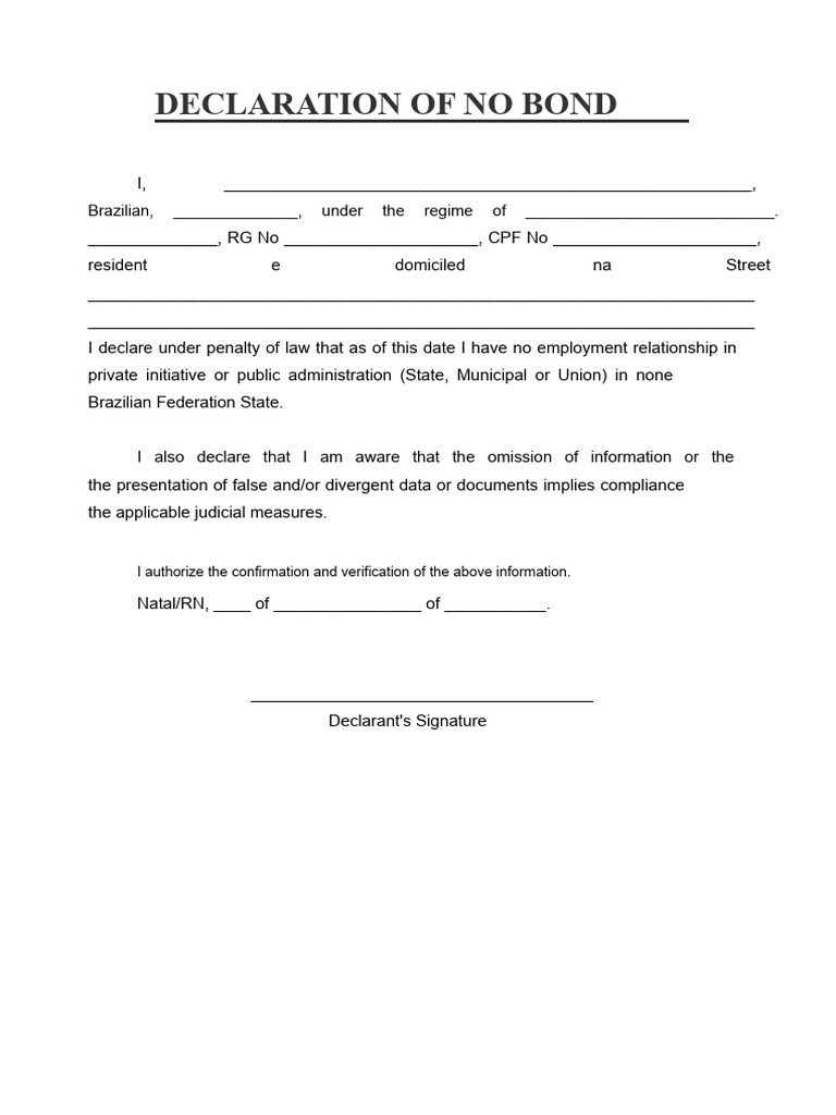 No Employment Declaration Form | PDF