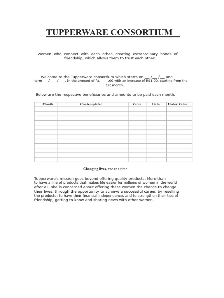 Tupperware Consortium | PDF