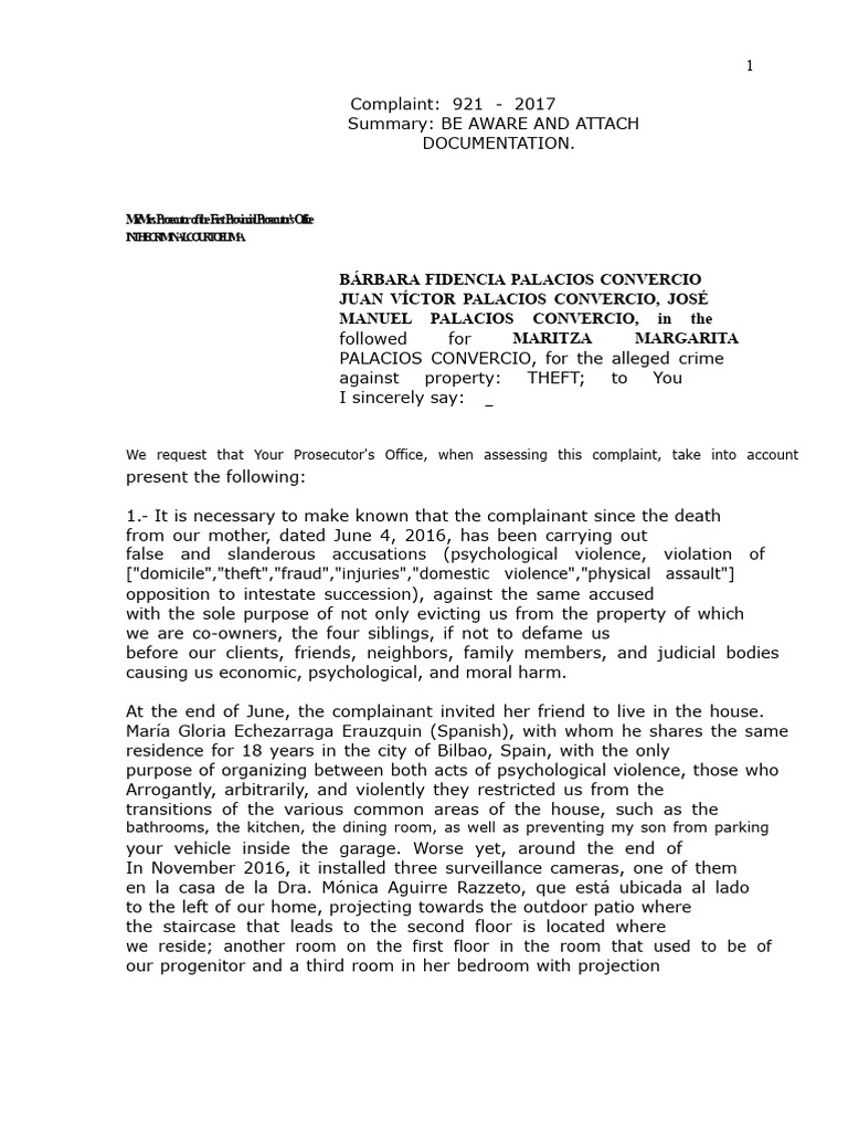 Theft Complaint and Slander Allegations | PDF | Defamation | Complaint