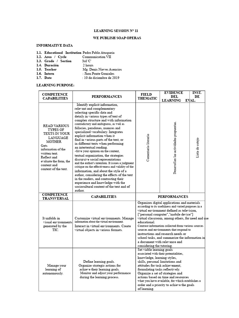 Publish Soap Operas Learning Session | PDF | Goal | Information