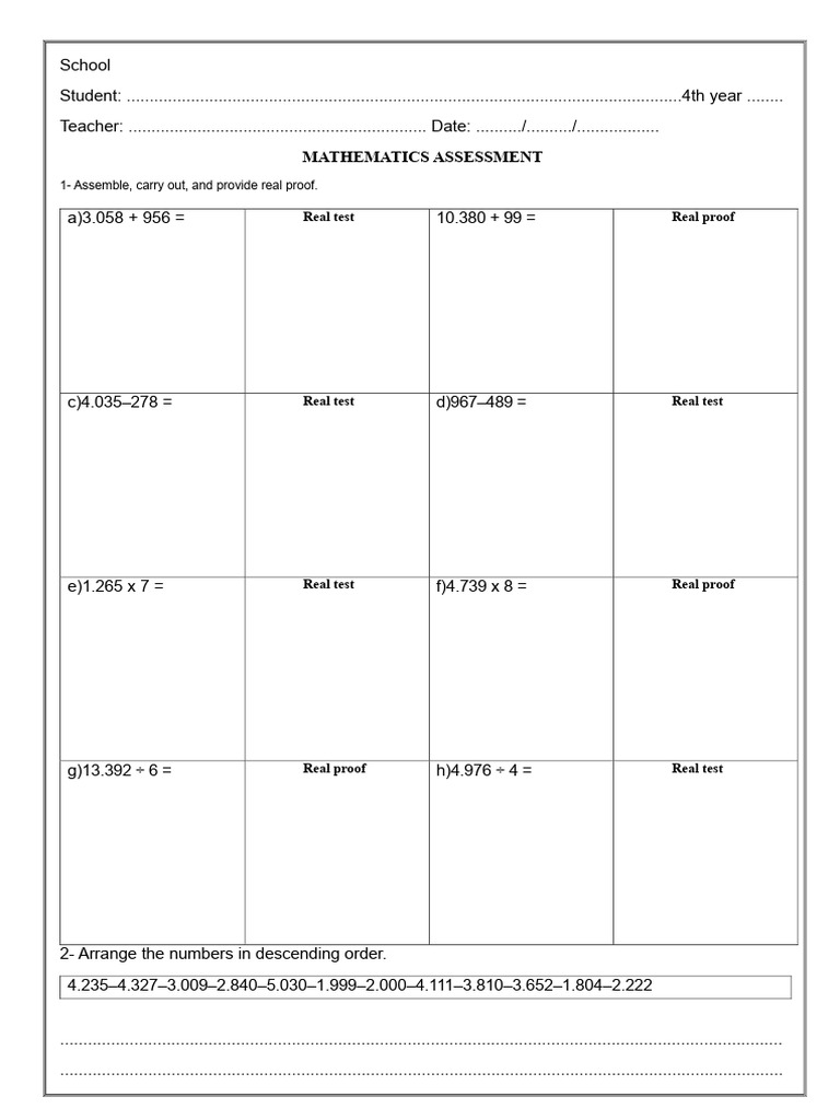 Mathematics Assessment 3 | PDF | Mathematics