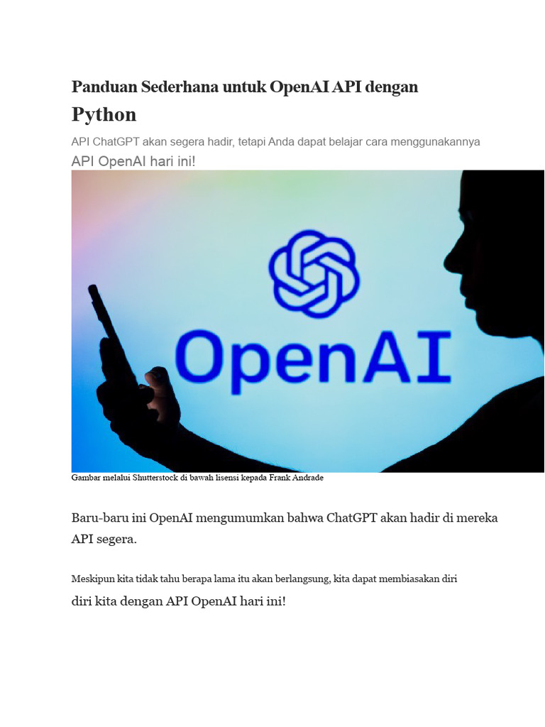 Panduan OpenAI API dengan Python | PDF