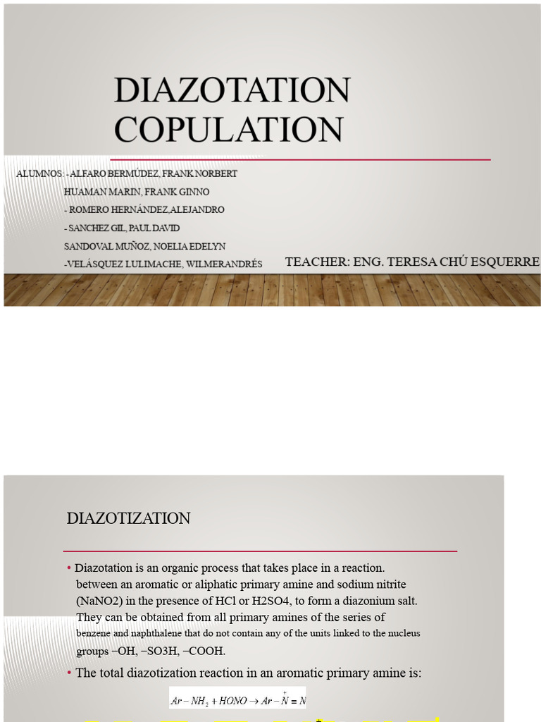 Diazotization and Copulation Processes | PDF | Amine | Acid