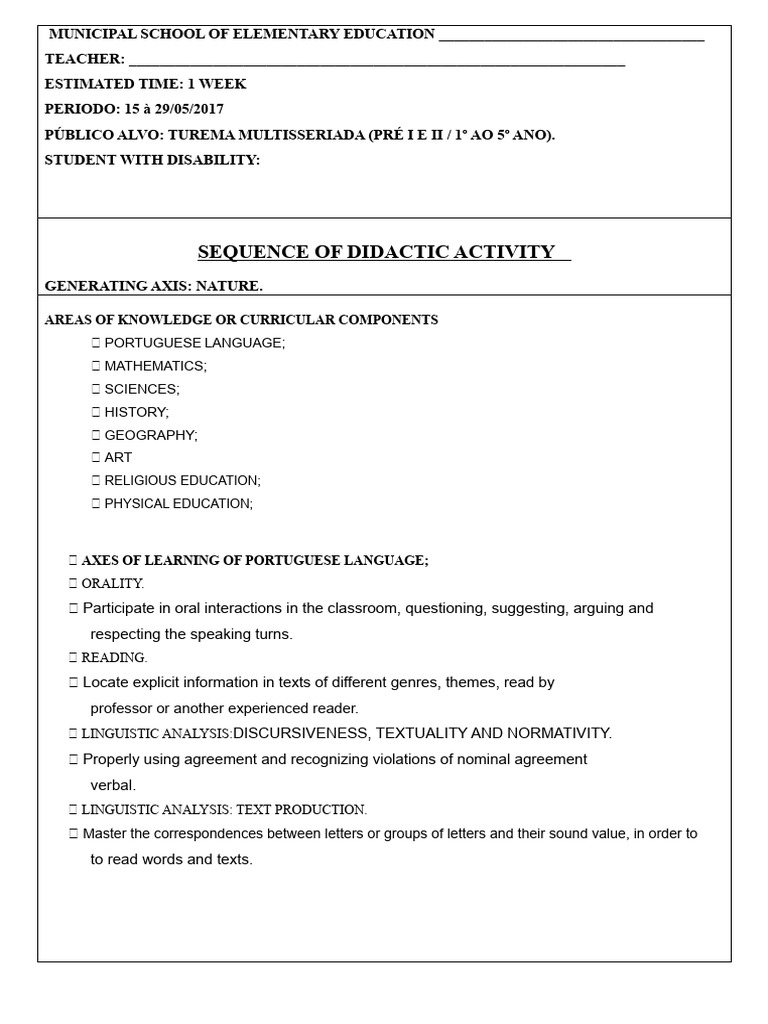 Interdisciplinary Nature Learning Plan | PDF | Learning