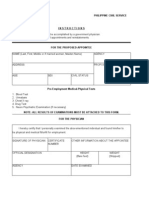 CSC FORM NO. 211 (1997) Philippine Civil Service Medical Certificate For Employment Instructions