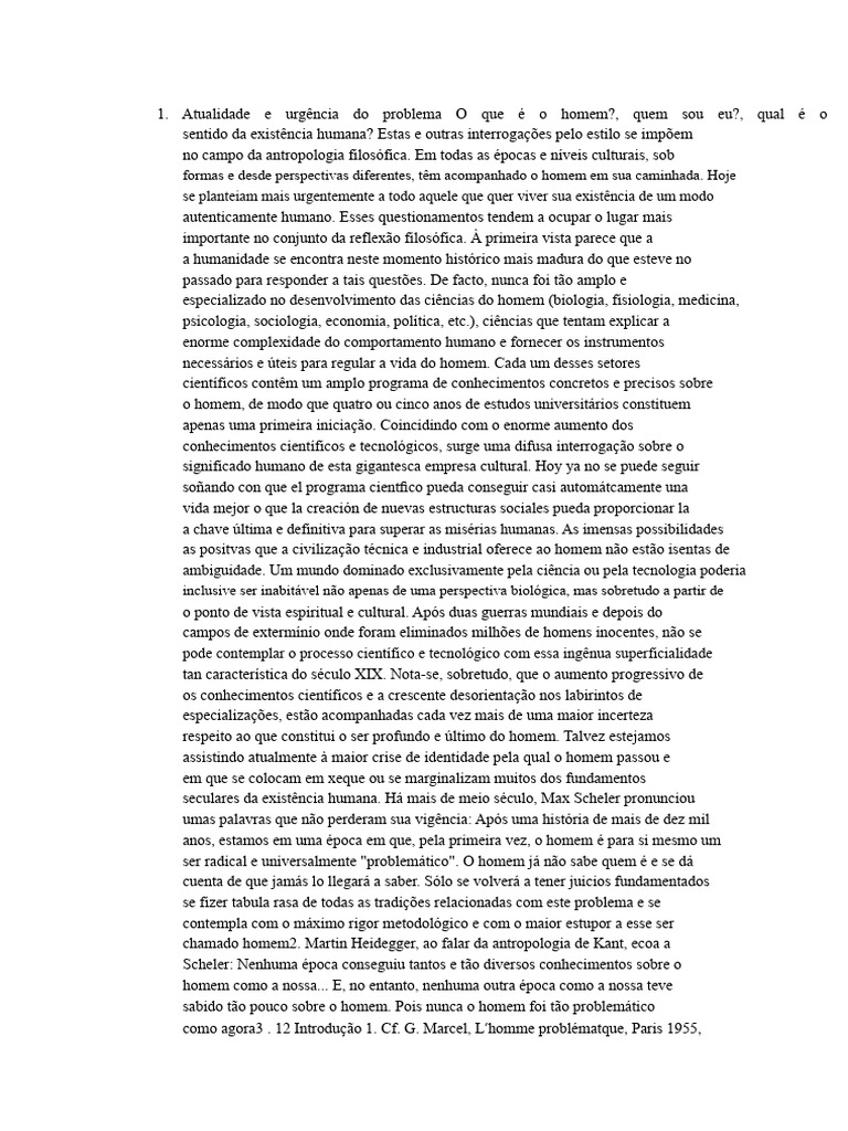 O PROBLEMA DO HOMEM.docx | PDF | Pensamento | Aristóteles
