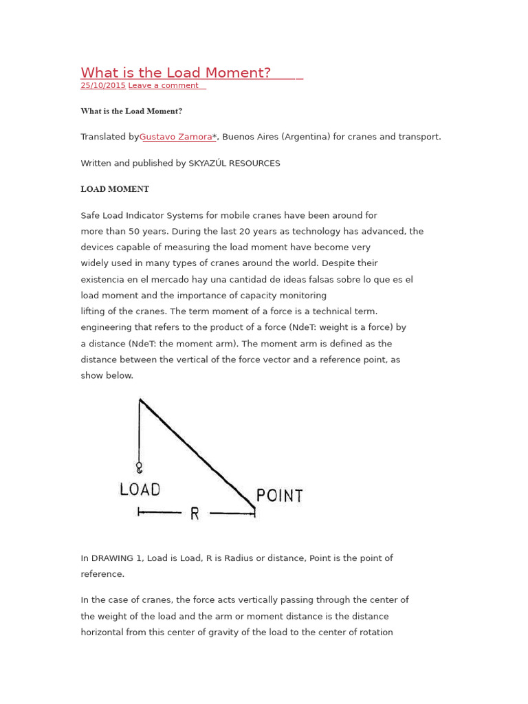 Understanding Load Moment in Cranes | PDF | Crane (Machine) | Beam ...