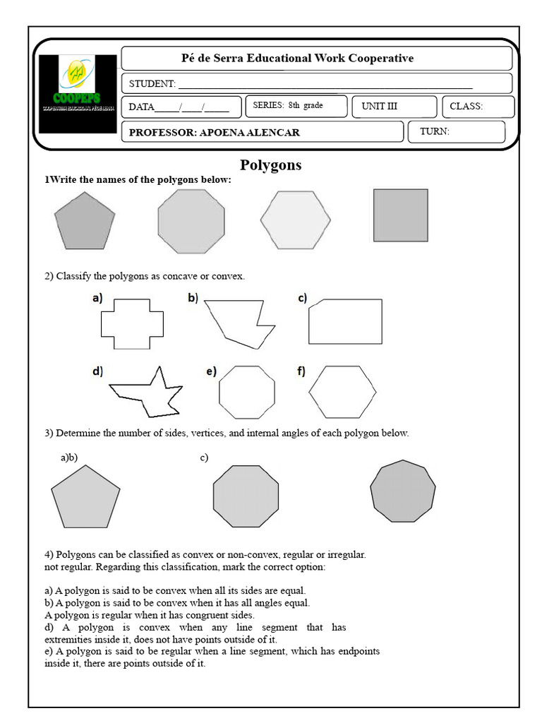 Polygons: Classification and Properties | PDF | Polygon | Classical ...