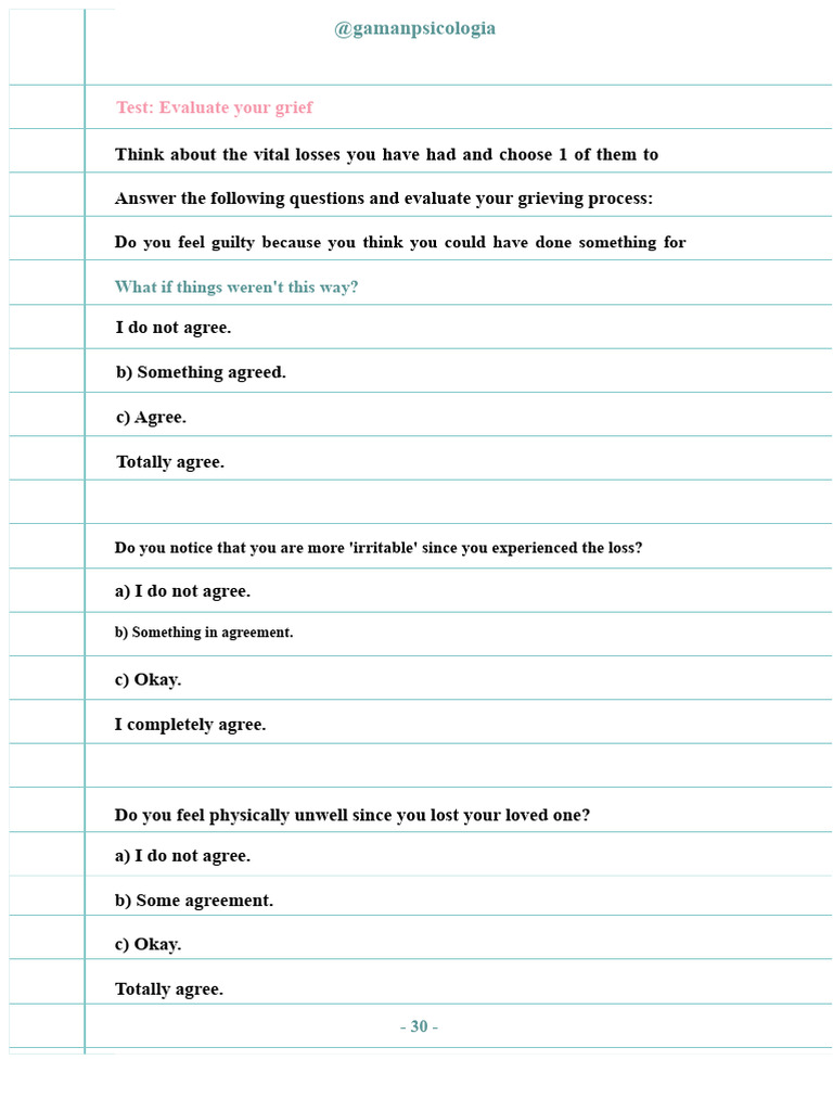 Notebook of losses and griefs | PDF | Grief | Psychology