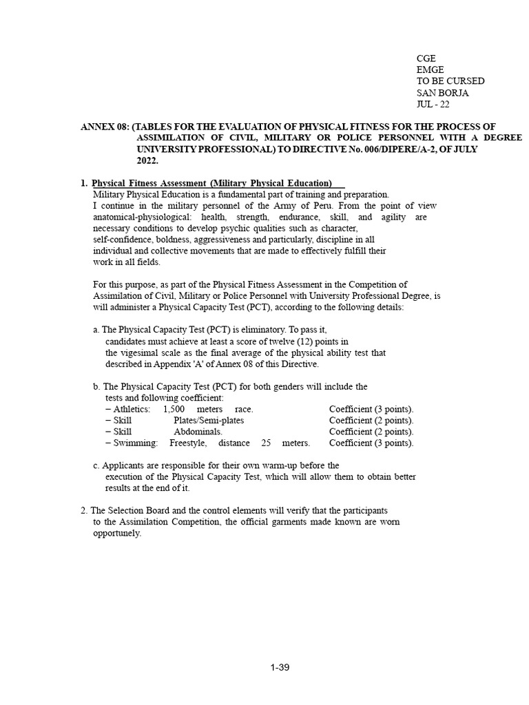 Physical Fitness Evaluation for Military Personnel | PDF | Physical Fitness