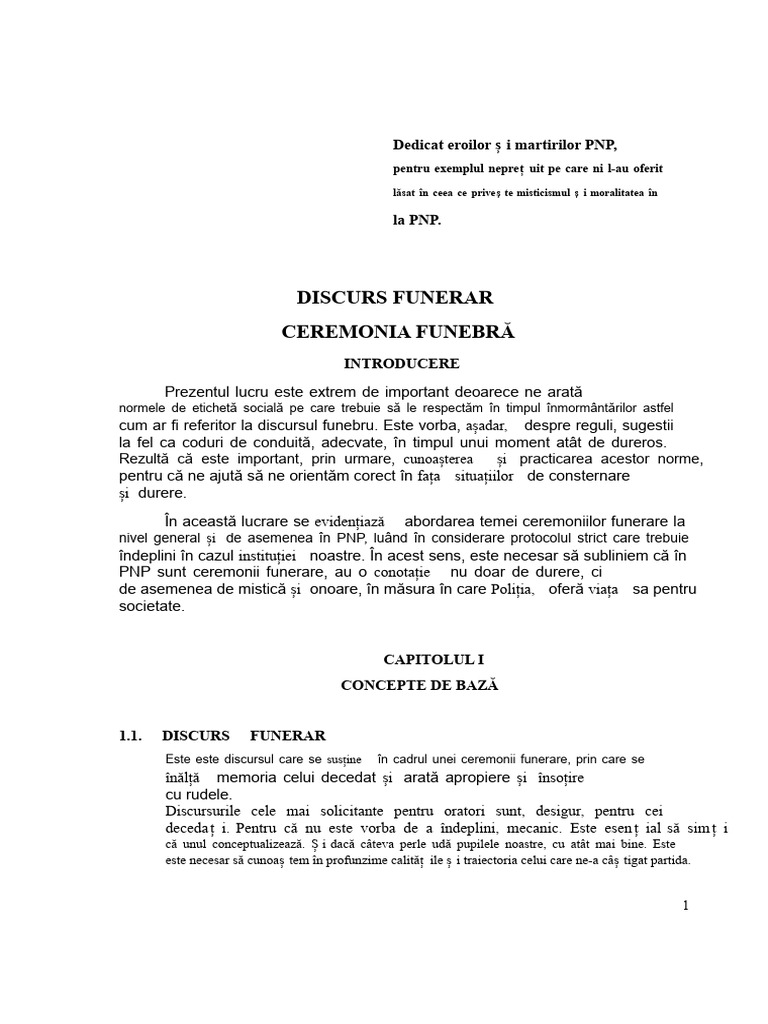 Manuscris. Discurs Şi Ceremonie Funebră.d | PDF