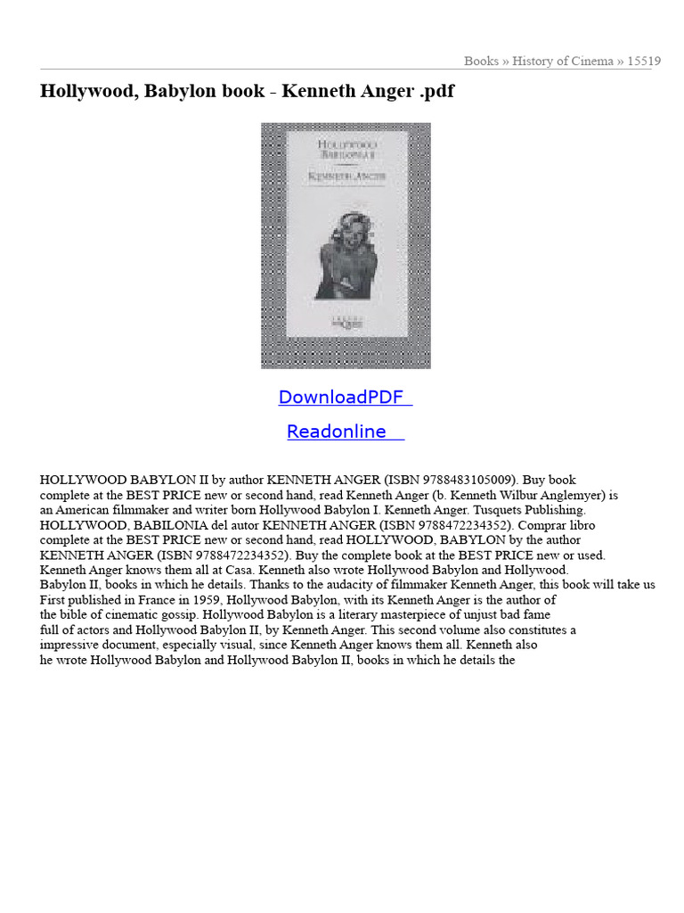 Hollywood Babylon by Kenneth Anger | PDF