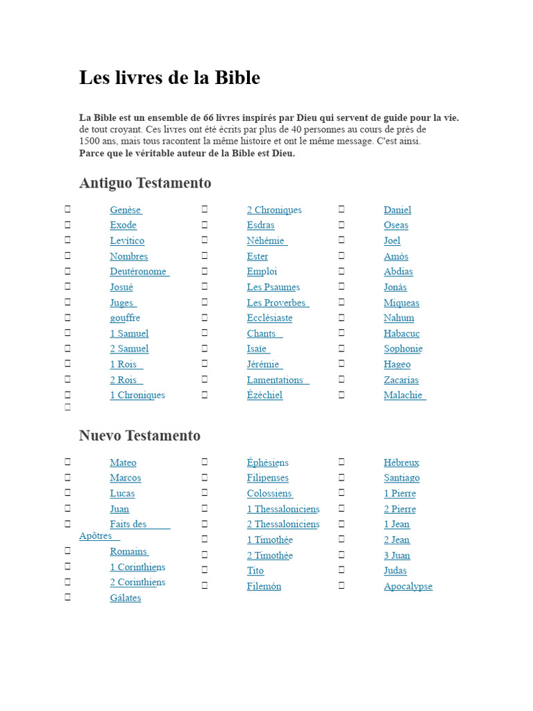 Guide des livres de la Bible | PDF | Livres des Rois | Livres des ...