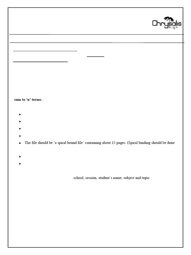 ICSE CHV GR - X Mathematics Term - ! Project - Guidelines | PDF | Area ...