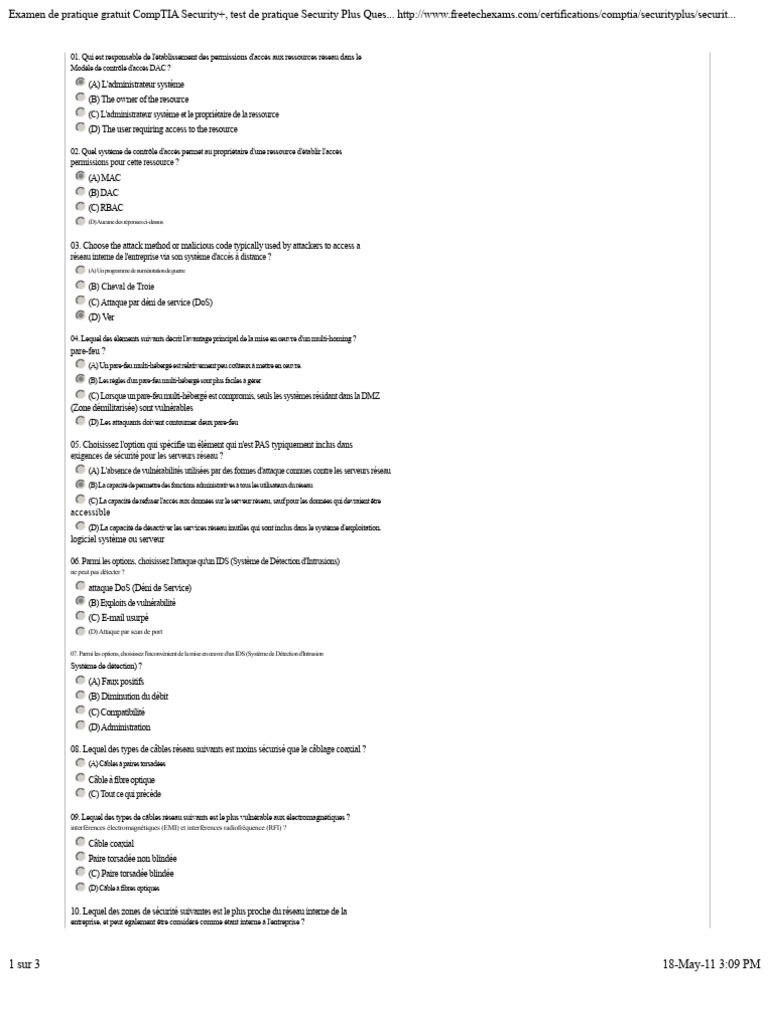 Questions de pratique CompTIA Security+ | PDF | Réseau privé virtuel ...