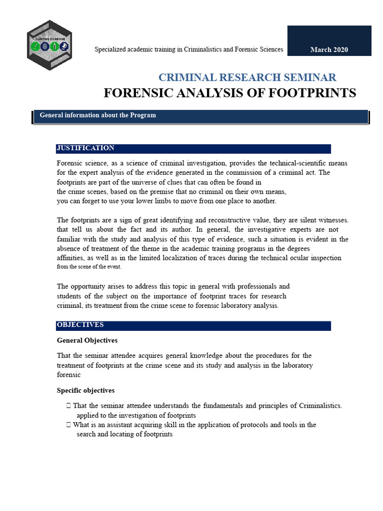 Forensic Footprint Analysis Training | PDF | Forensic Science | Crime Scene