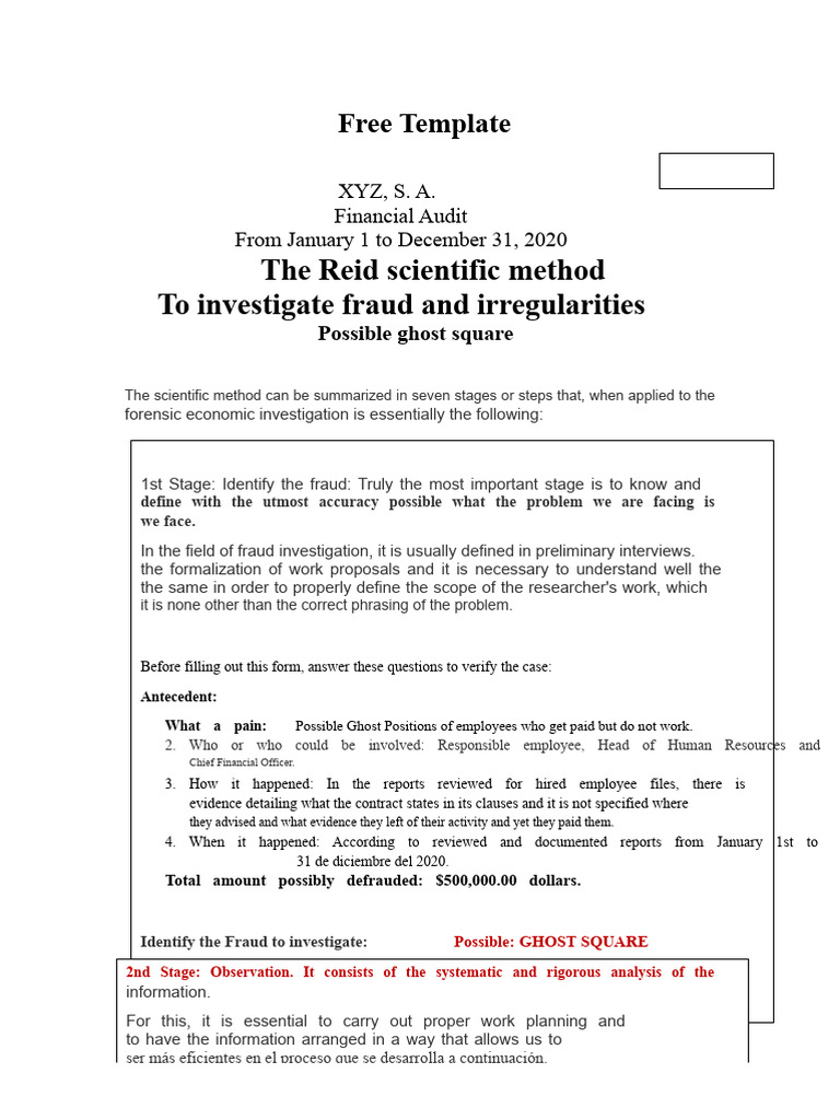 Template For Research On Frauds in Human Resources | PDF | Audit ...