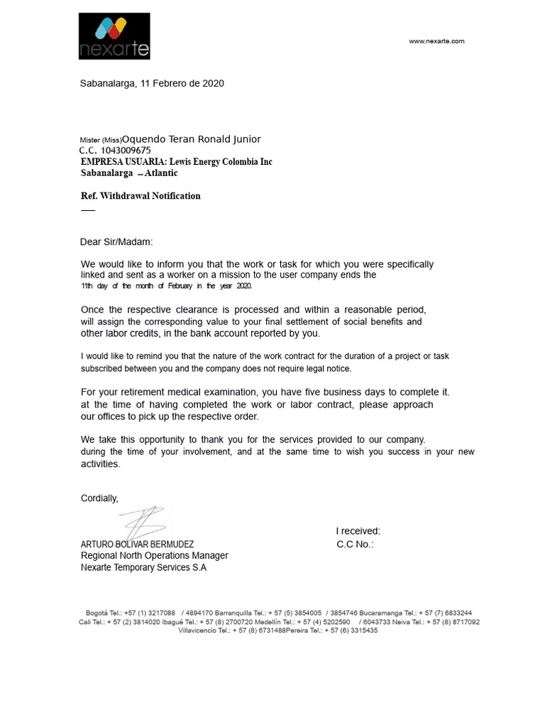 CONTRACT TERMINATION FORMAT PDF Private Law Economies