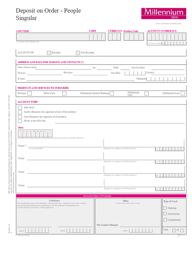 Deposit Account Opening Form Guide | PDF | Banks | Credit Card