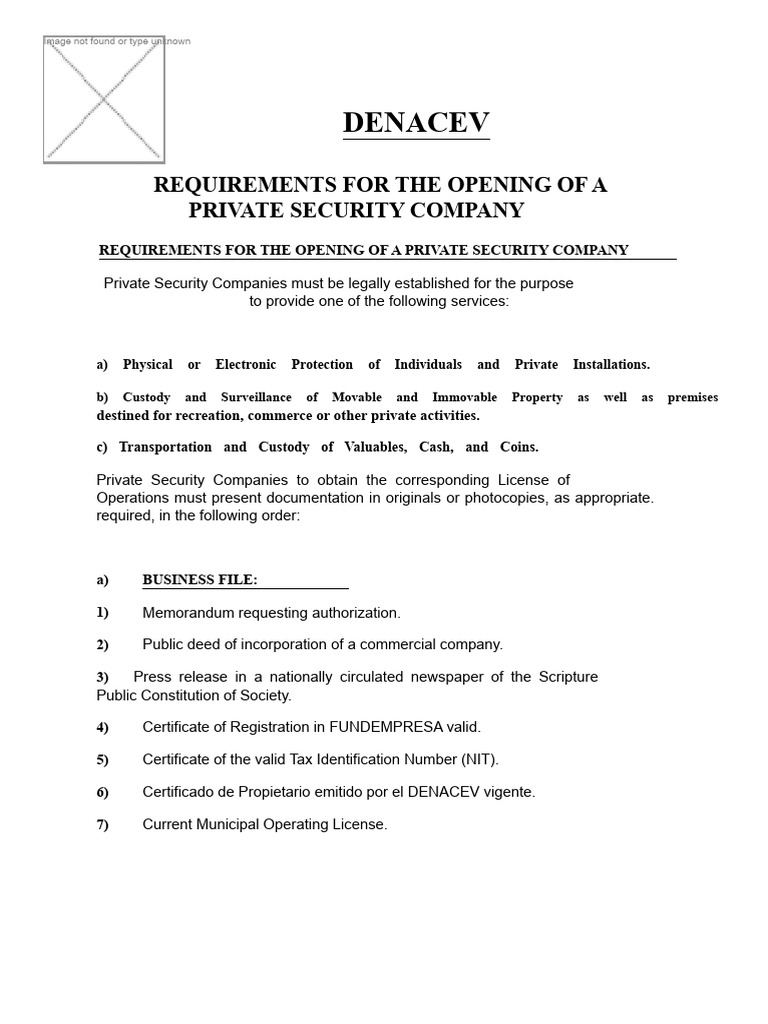 Requirements For Opening A Private Security Company | PDF | Insurance ...