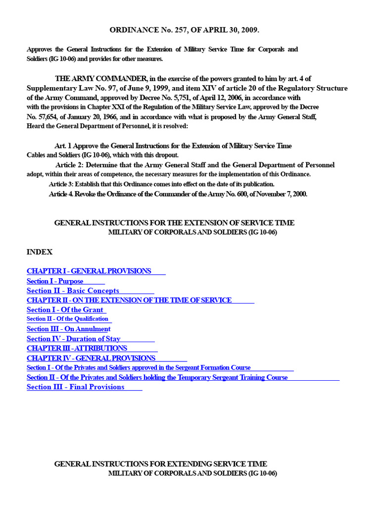 Military Service Extension Guidelines for Soldiers | PDF | Corporal ...