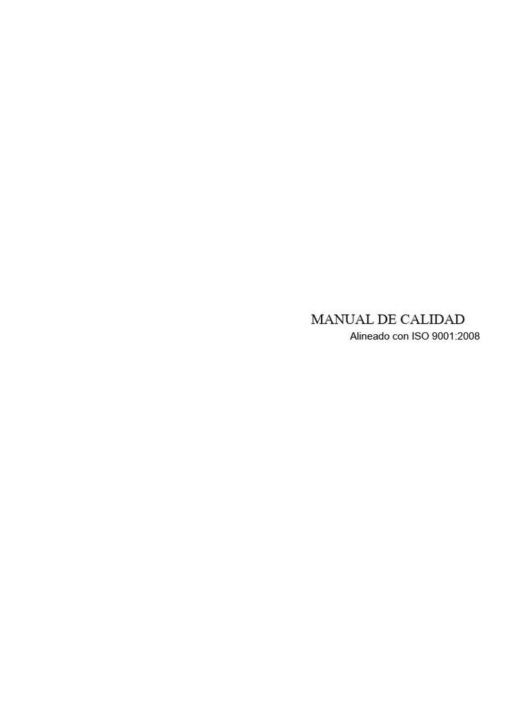 Manual de Calidad ISO 9001:2008 | PDF | Sistema de manejo de calidad ...