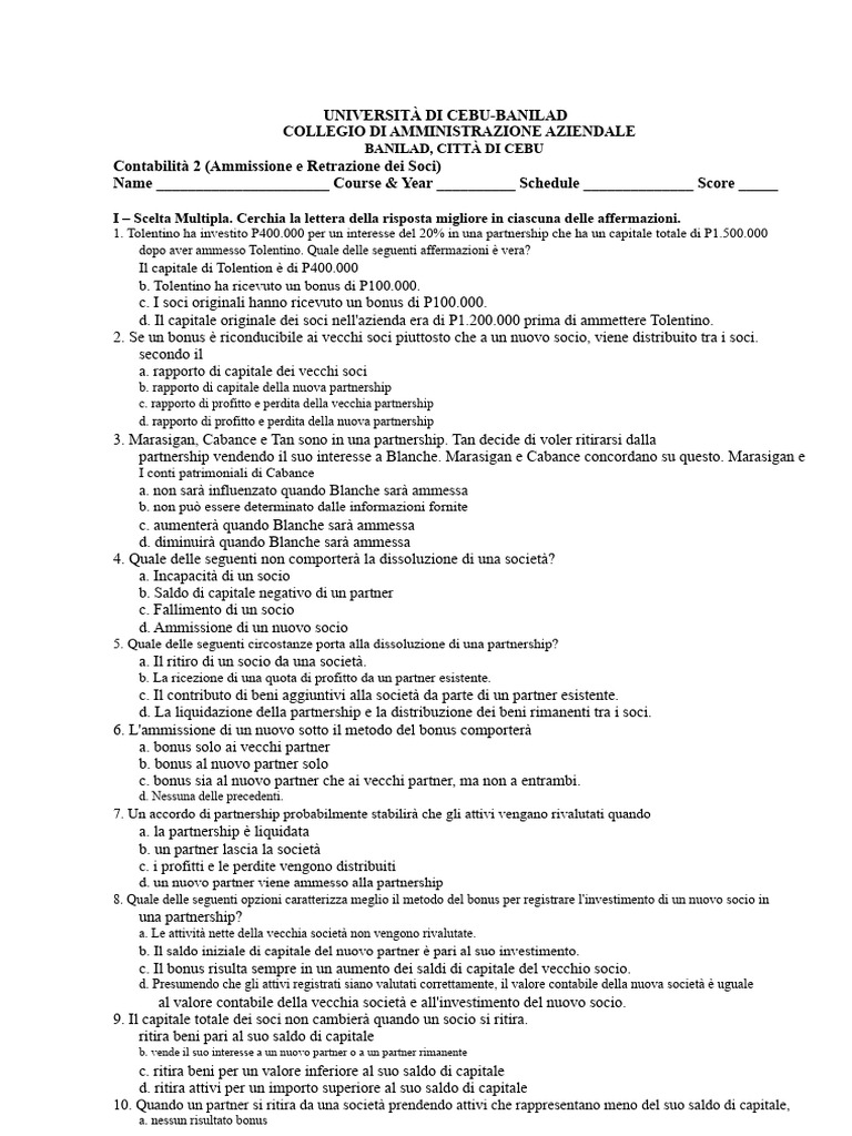 Ammissione Ritiro Partner | PDF